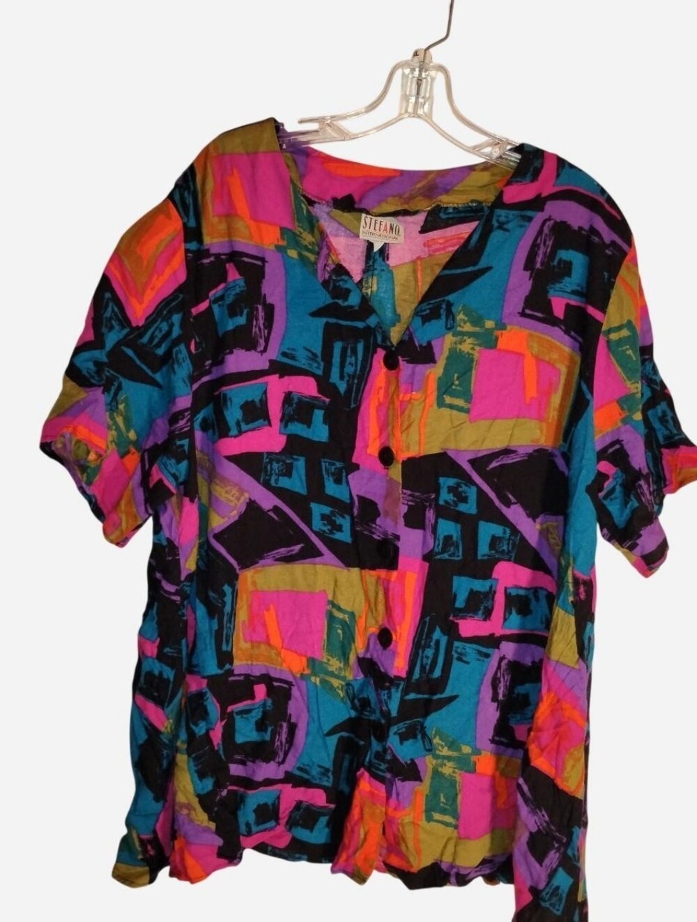 Vintage Stefano International 80s/90s Abstract Geometric Blouse_ 2XL